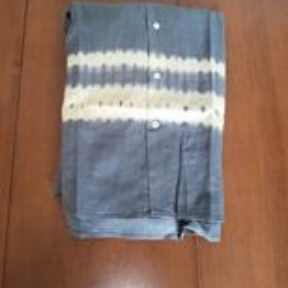 J. Crew Vintage Tie Dye Button Up Short Sleeve Linen Shirt Grey Men's Large NWT - Picture 9 of 12